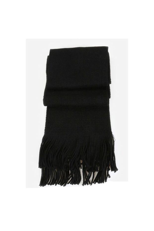Siyah Unisex Örme Atkı - 1