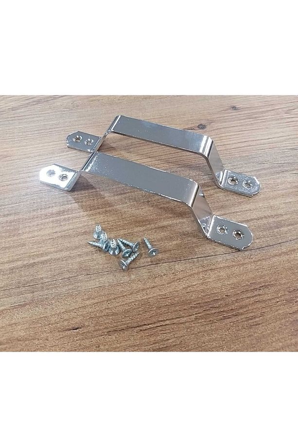 (2 Adet) Beşel Demir Doğrama Kulp Ahşap Kapı Kapak Kulbu Krom Üstten Vidalanır 17cm - 4