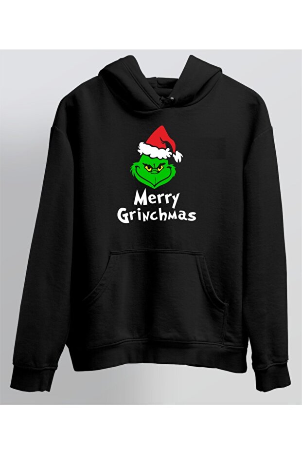 Grinch Christmas Design Unisex Black Hoodie