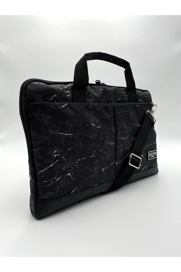 17'' Inç Mermer Desenli Siyah Laptop/macbook/notebook/bilgisayar/evrak Çantası - 3