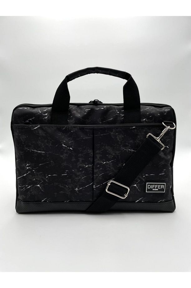 17'' Inç Mermer Desenli Siyah Laptop/macbook/notebook/bilgisayar/evrak Çantası - 4