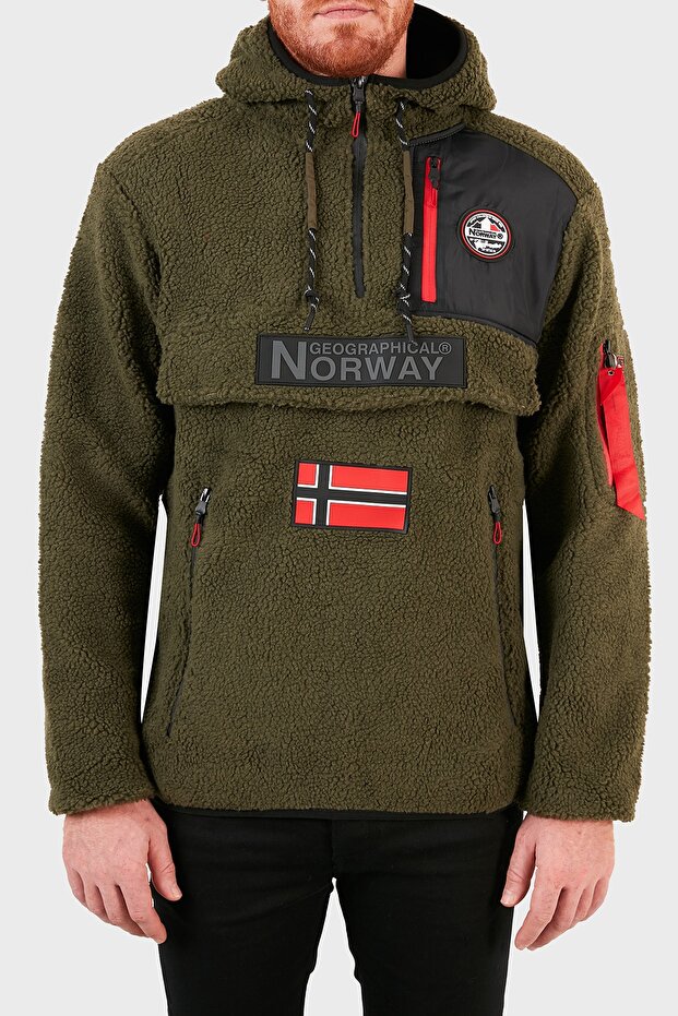 Hooded Half Zipper Outdoor Polar Men's Polar Terıfıque