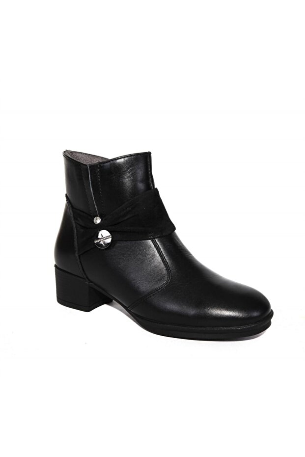 57252 Kadın Siyah Deri Bot - 1