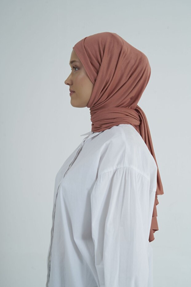 Women's Hijab Cotton Combed Shawl Dark Salmon - 31