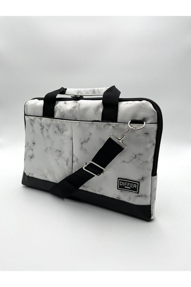 17'' Inç Mermer Desenli Beyaz Laptop/macbook/notebook/bilgisayar/evrak Çantası - 1