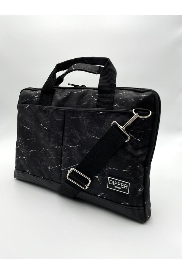 17'' Inç Mermer Desenli Siyah Laptop/macbook/notebook/bilgisayar/evrak Çantası - 1