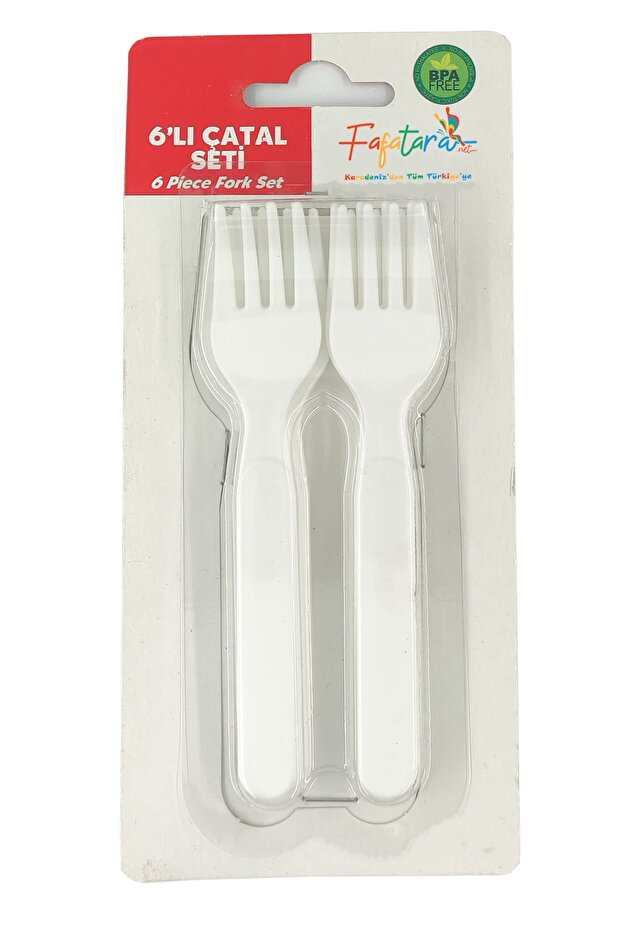 White Plastic Fork Bpa Free Food Fork 6 Pieces