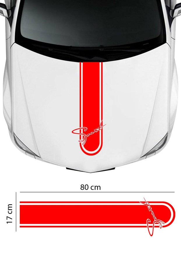 Sports Hood Sticker - Strip Sticker - Auto Hood Sticker 17cmx 80cm