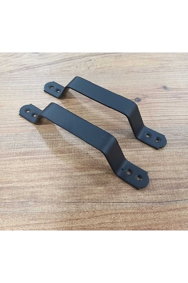 (2 Adet) Beşel Demir Doğrama Kulp Ahşap Kapı Kapak Kulbu Mat Siyah Üstten Vidalanır 17cm - 3