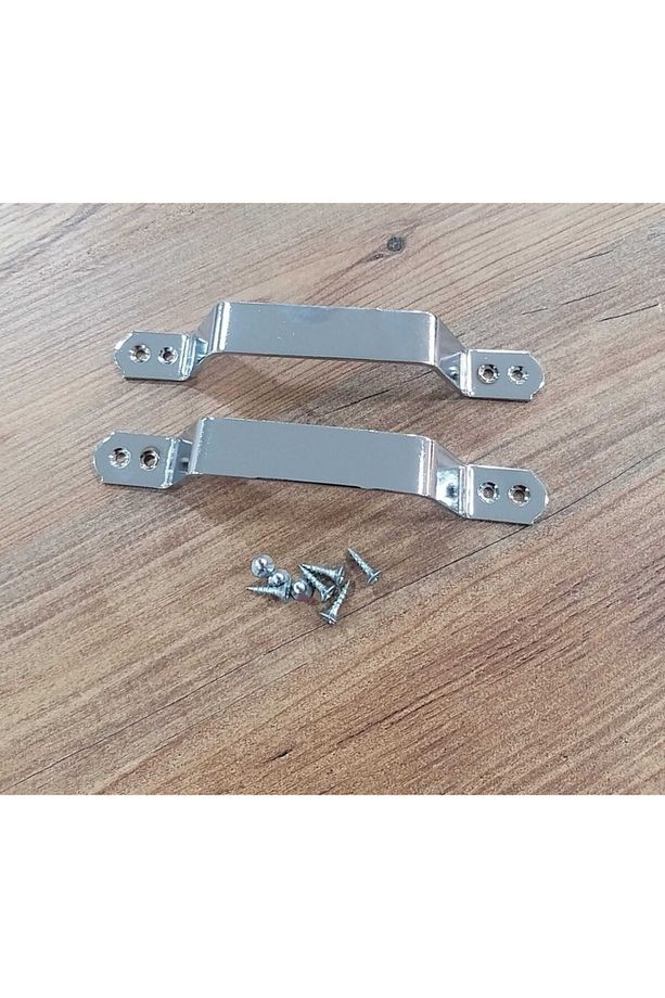 (2 Adet) Beşel Demir Doğrama Kulp Ahşap Kapı Kapak Kulbu Krom Üstten Vidalanır 17cm - 3