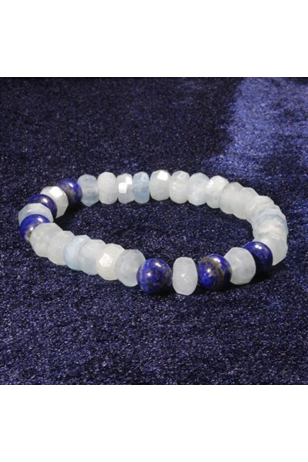 Aquamarine - Lapis Lazuli Natural Stone Design Bracelet