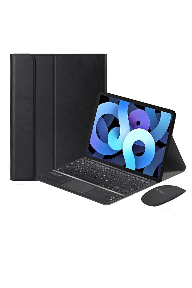 Ipad Air 4.nesil 10.9 Inch 2020 Bluetooth Touchpad Klavye + Bluetooth Mouse + Standlı Kılıf - Bkk7 - 1