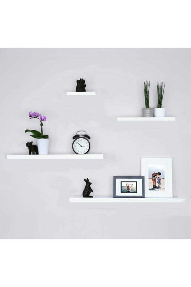 Beyaz Uçan Duvar Rafı 4'lü Set - 1