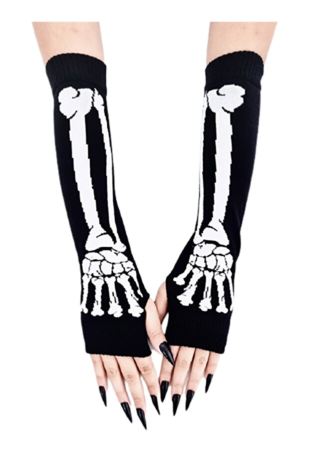 Skeleton Patterned Sleeve Socks - 1