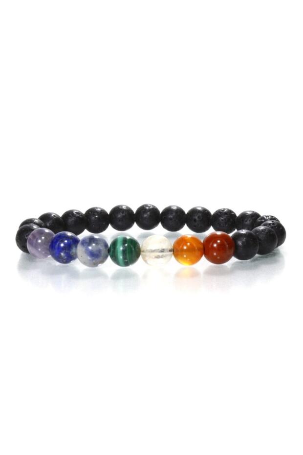Natural Stone Chakra - Lava Black Bracelet