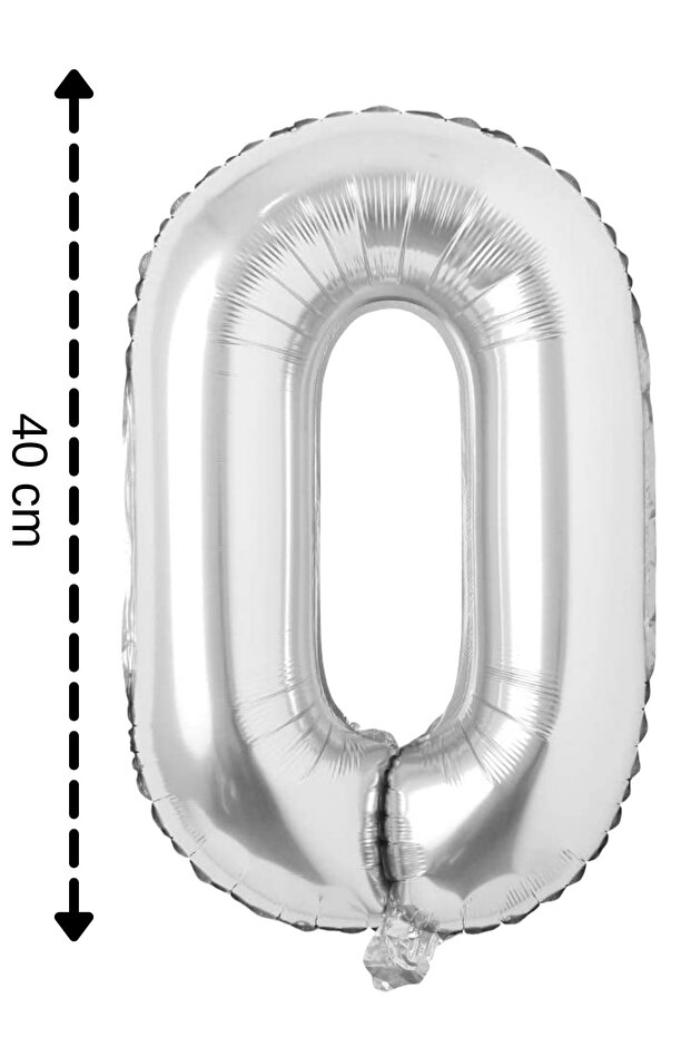 Foil Balloon Number 0 Helium Balloon 40 Cm Silver Color