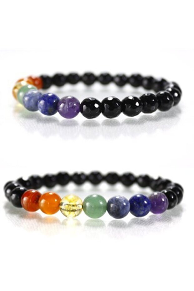 Onyx Chakra Bracelet * 7 Different Natural Stones