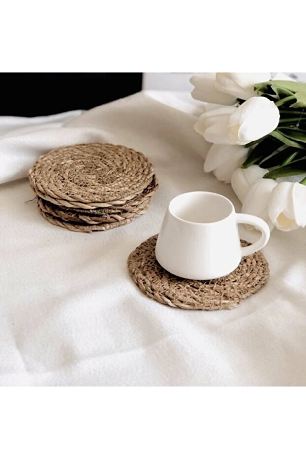 6-Piece Balsa Straw Cup Mug Under Cup or Tea Plate Base