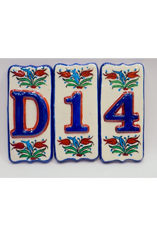 Kapı No: (E) El Yapımı Seramik Kapı Numaraları & Kapı Harfleri %100 El Boyaması - 8