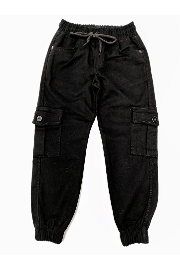 Boy's Black Commando Pocket Trousers - 1
