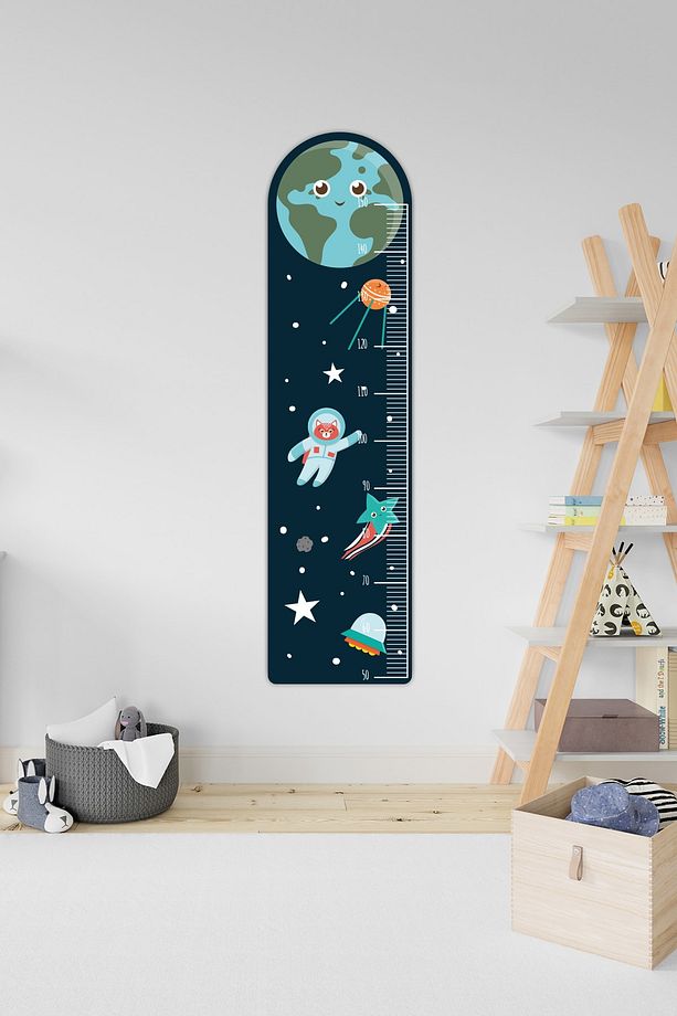 Dünya Uydu ve Astronot Kedi Boy Cetveli - 1