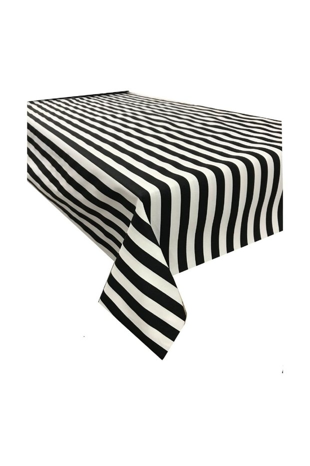 Black White Line Pattern Nano Fabric Carefree Kitchen Table Cloth 160X220