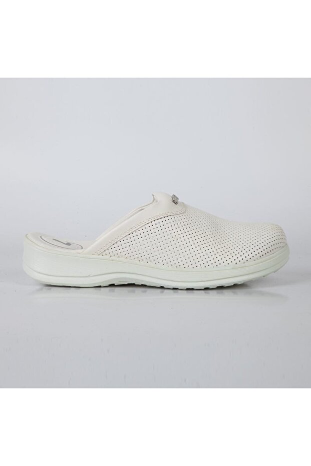 Men's White Laminated Leather Doctor Slippers Orthopedic Hospital Slippers