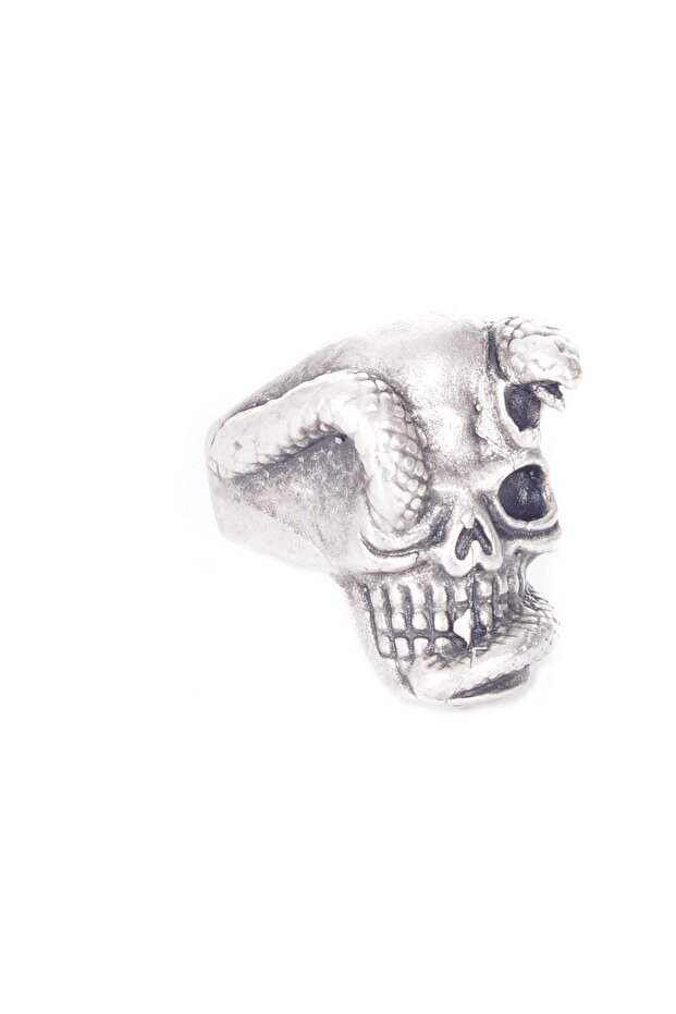 MEN'S ANTIQUE SILVER PLATED GOTHIC RING - 2