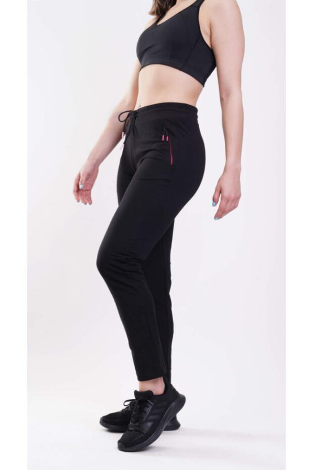 Black Cotton Sweatpants with Hidden Pockets 2023008 010