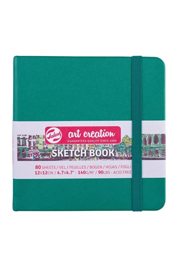 Art Creation Sketchbook Hard Cover Sketchbook 140 gr 12x12 Cm 80 Yp Forest Green
