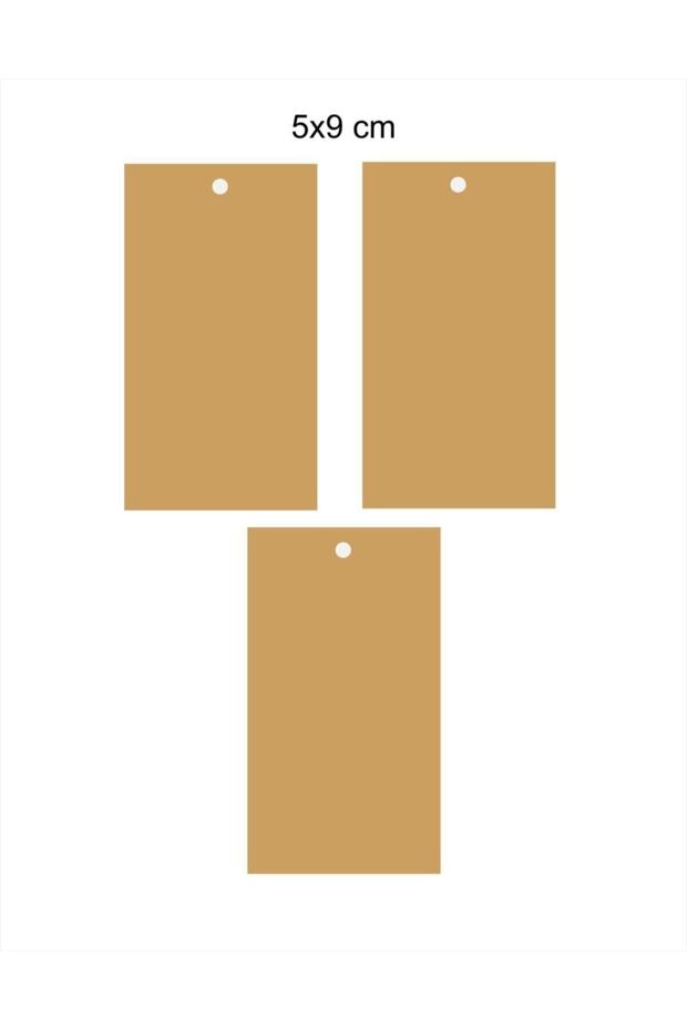 100 Adet 5 X 9 Cm Baskısız Ipsiz Delikli Kraft Dikdörtgen Etiket, Karton Kağıt Ayakkabı Giysi Tişört - 3