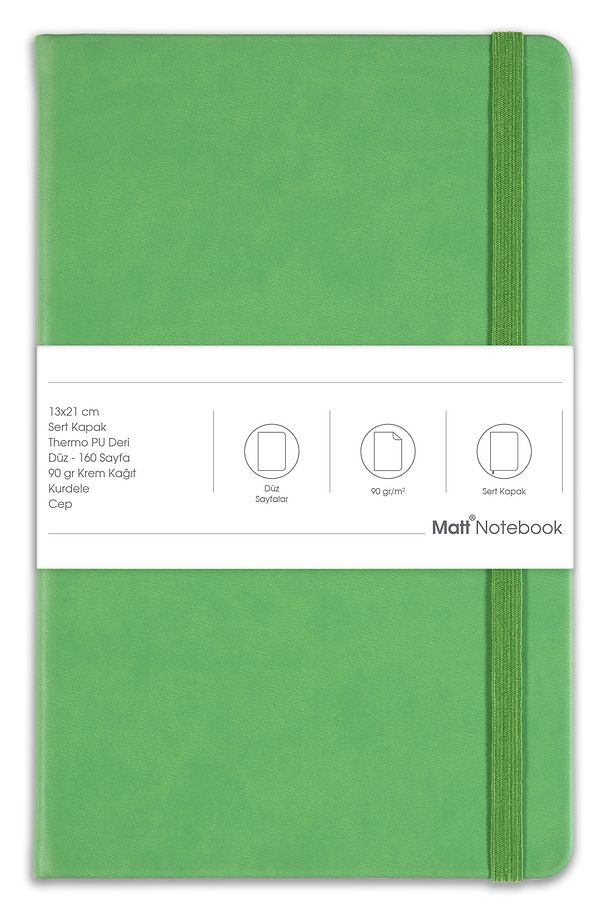 13x21 Lastikli Defter Düz Yeşil - 5