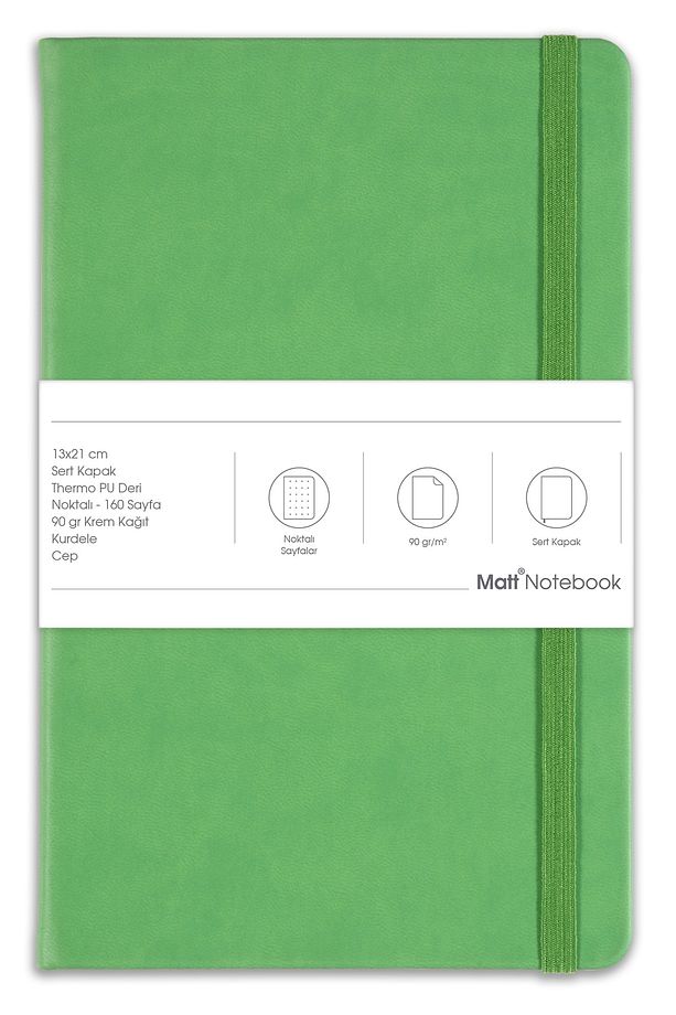 13x21 Lastikli Defter Noktalı Yeşil - 5