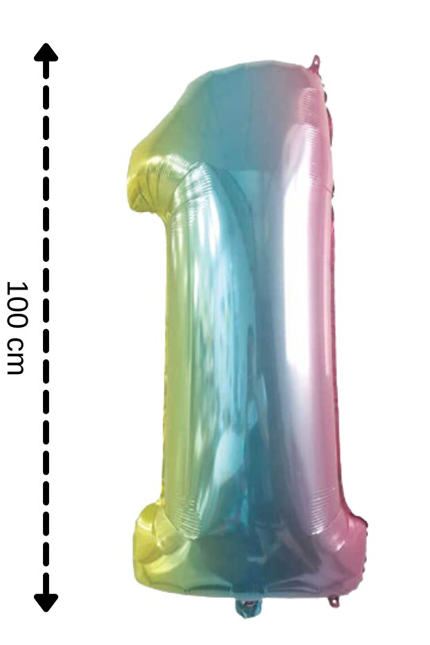 Foil Balloon 1 Number Helium Balloon 100 cm Rainbow Color