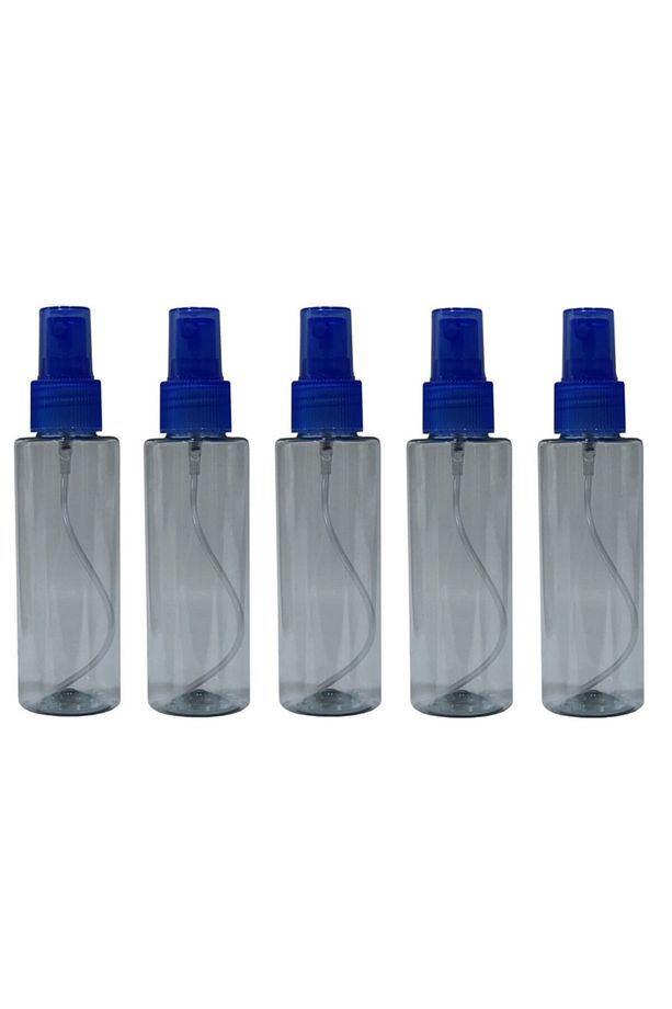 5 Adet Sert Plastik 100ml Boş Sprey Kolonya Dezenfektan Şişesi Mavi - 1