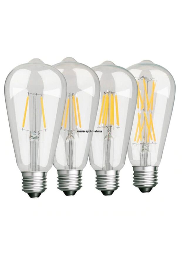Cata Flamanlı Şeffaf Rustik Led Ampul St64 Armut 8 Watt 4 Adet - 1