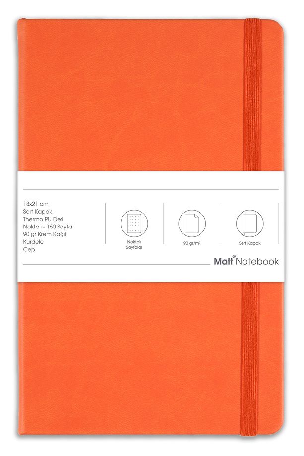 13x21 Lastikli Defter Noktalı Turuncu - 5