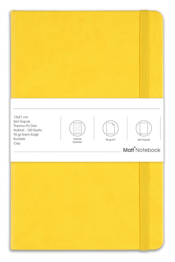 13x21 Lastikli Defter Noktalı Sarı - 5