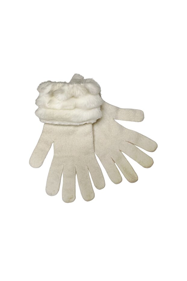 Suni Kürklü Angora Eldiven - 1