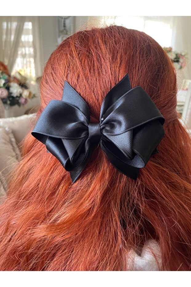Black Satin Ribbon Bow Buckle