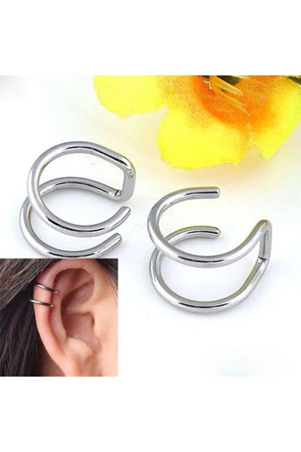 Women's Silver Surgical Steel Non-Perforated Compressed Cartilage Earrings