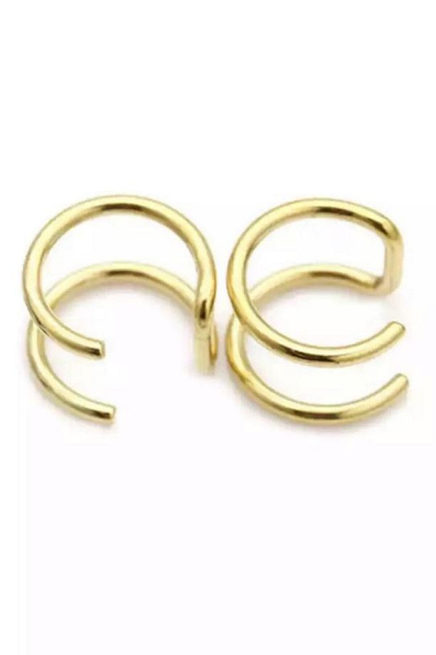 Kadın Gold Cerrahi Çelik Deliksiz Sıkıştırmalı Kıkırdak Küpe - 1