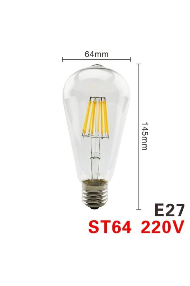Cata Flamanlı Şeffaf Rustik Led Ampul St64 Armut 8 Watt 4 Adet - 2