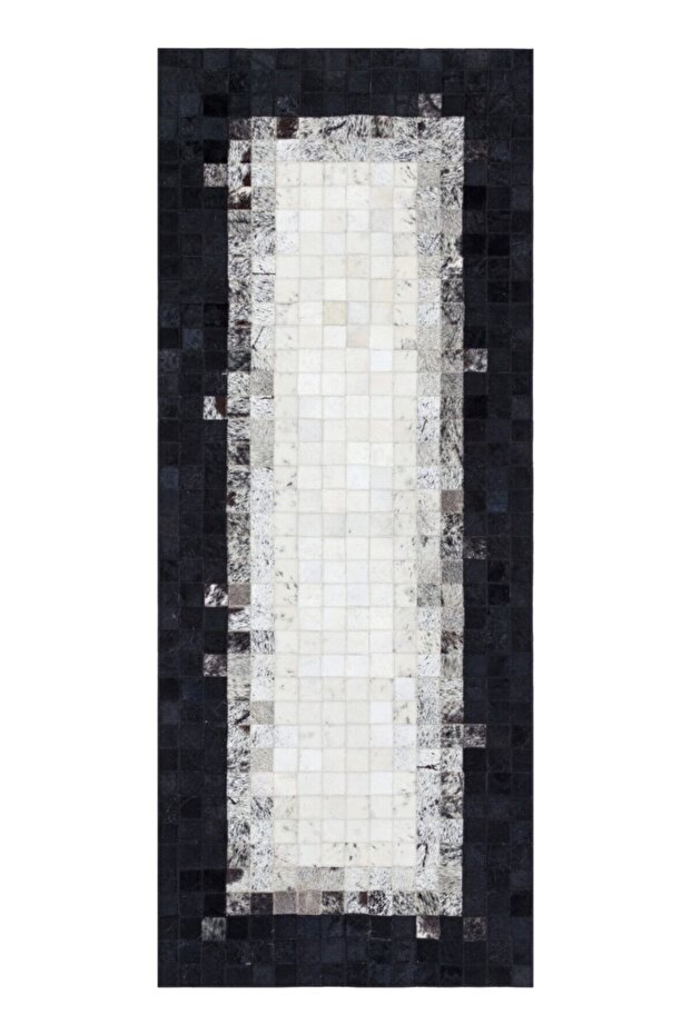 Siyah Patchwork Doğal Deri Halı - 1