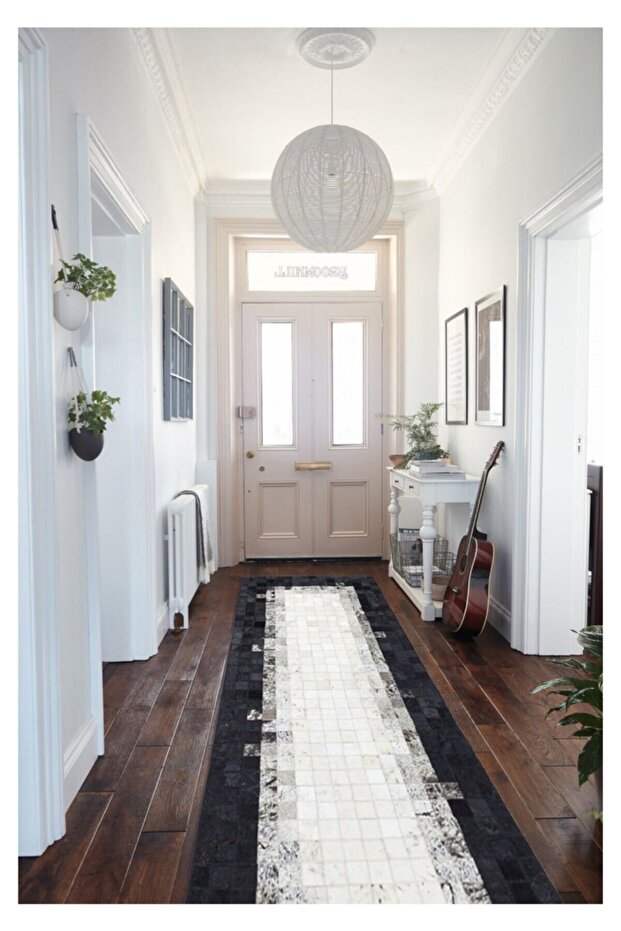 Siyah Patchwork Doğal Deri Halı - 2