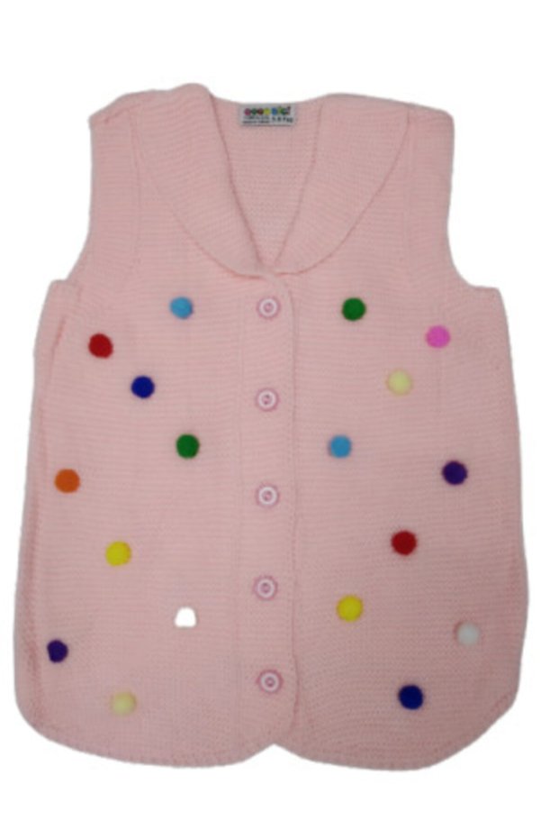 Girl's Colorful Pompom Knitwear Vest