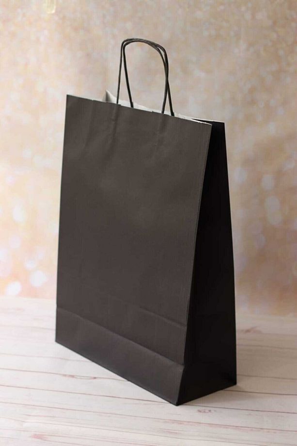 Karton Poşet 4 Adet Hediye Poşeti 35x40 Craft Siyah - 1
