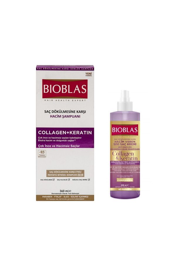 Collagen Keratin Saç Dökülmesine Karşı Hacim Şampuanı 360 ml +sıvı Saç Kremi 200 ml - 1