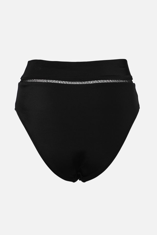 Siyah Şerit Aksesuarlı Yüksek Bel Regular Bikini Altı TBESS22BA0027 - 7