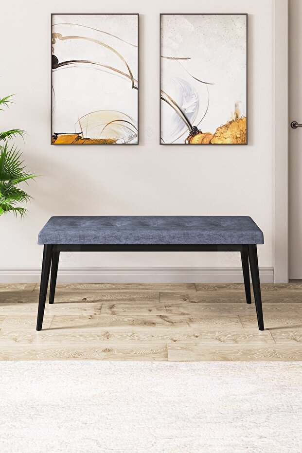 Pera Bench , Geniş Oturma Alanlı , 1. Sınıf Kumaş , Füme Bench , Siyah Gürgen Ayak - 2